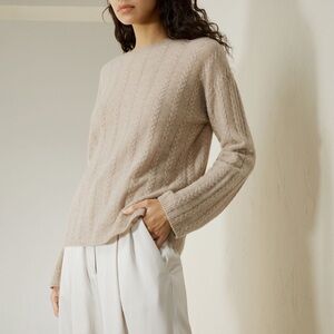 Lilysilk Semi-Sheer Cable-Knit Cashmere Sweater